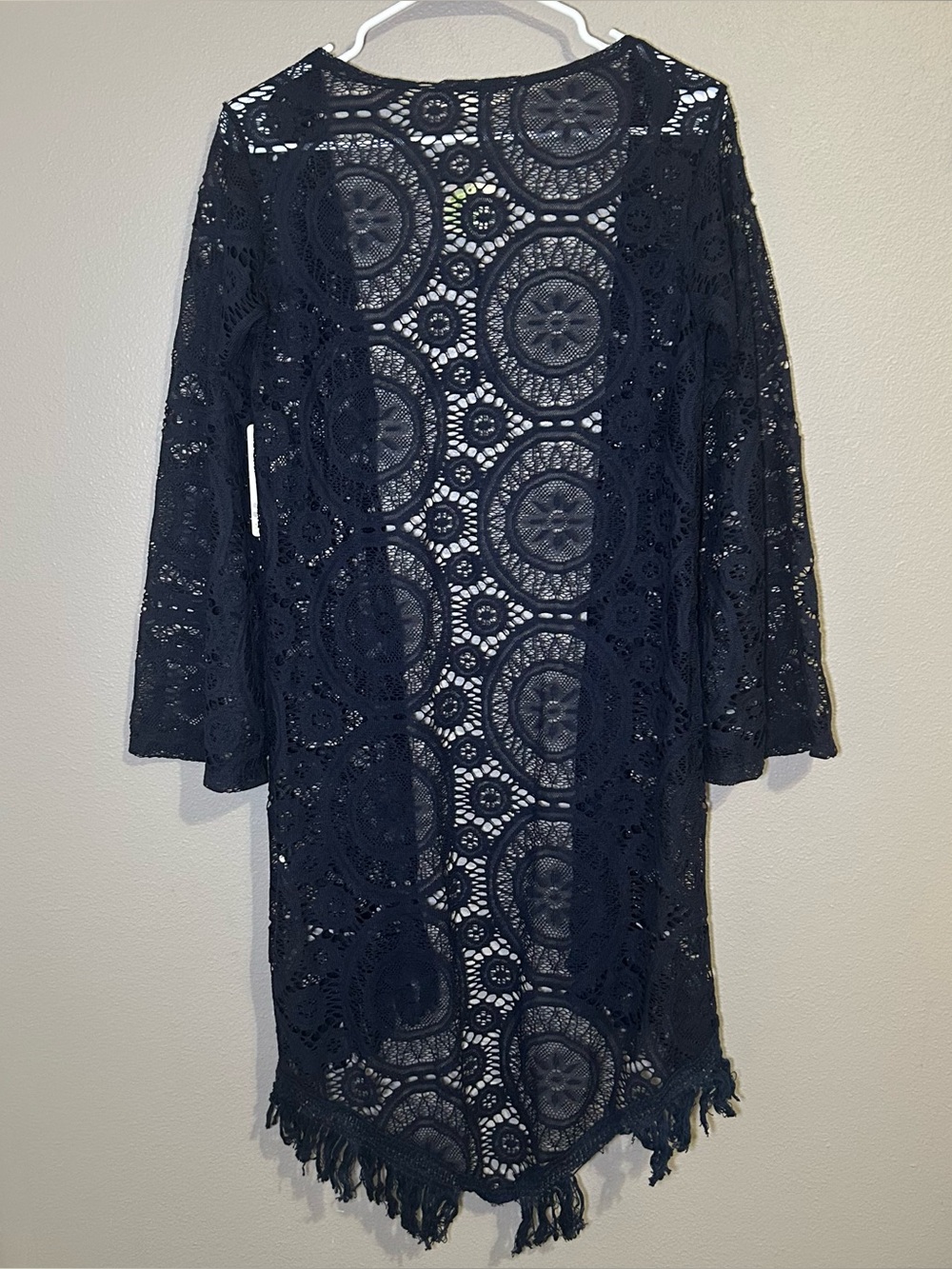 New Altar’d State Blue Crochet Knit Boho Kimono Cardigan Women’s Size Large - Picture 5 of 9